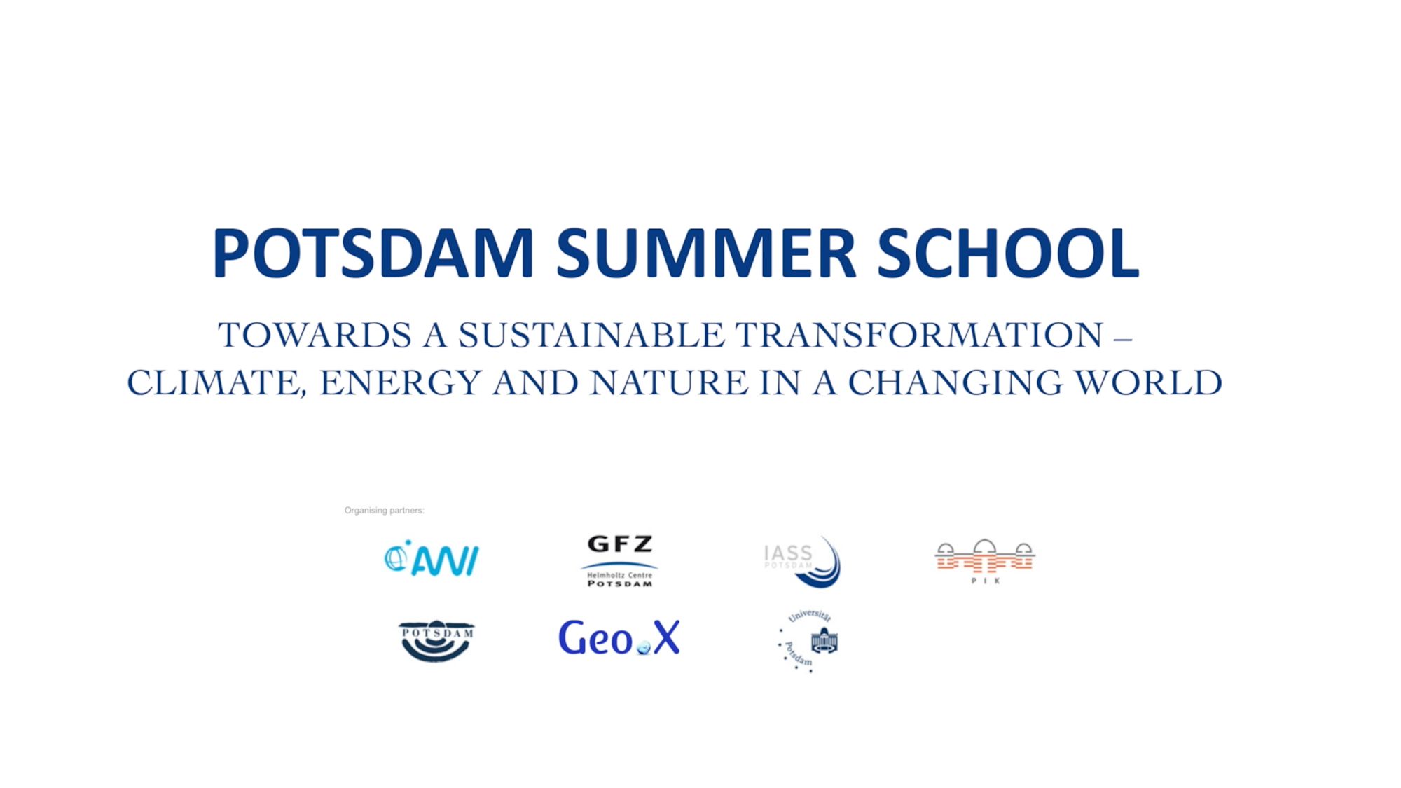 Titelfolie „Potsdam Summer School“ mit Logos der Partnerinstitutionen